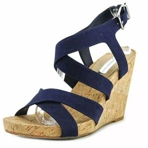 INC Landor Wedge Sandal Navy 9.5 M